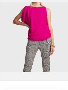 NWT Trina Turk Womens  Sunset Asymmetrical Top in Warm Magenta PInk Sz XS